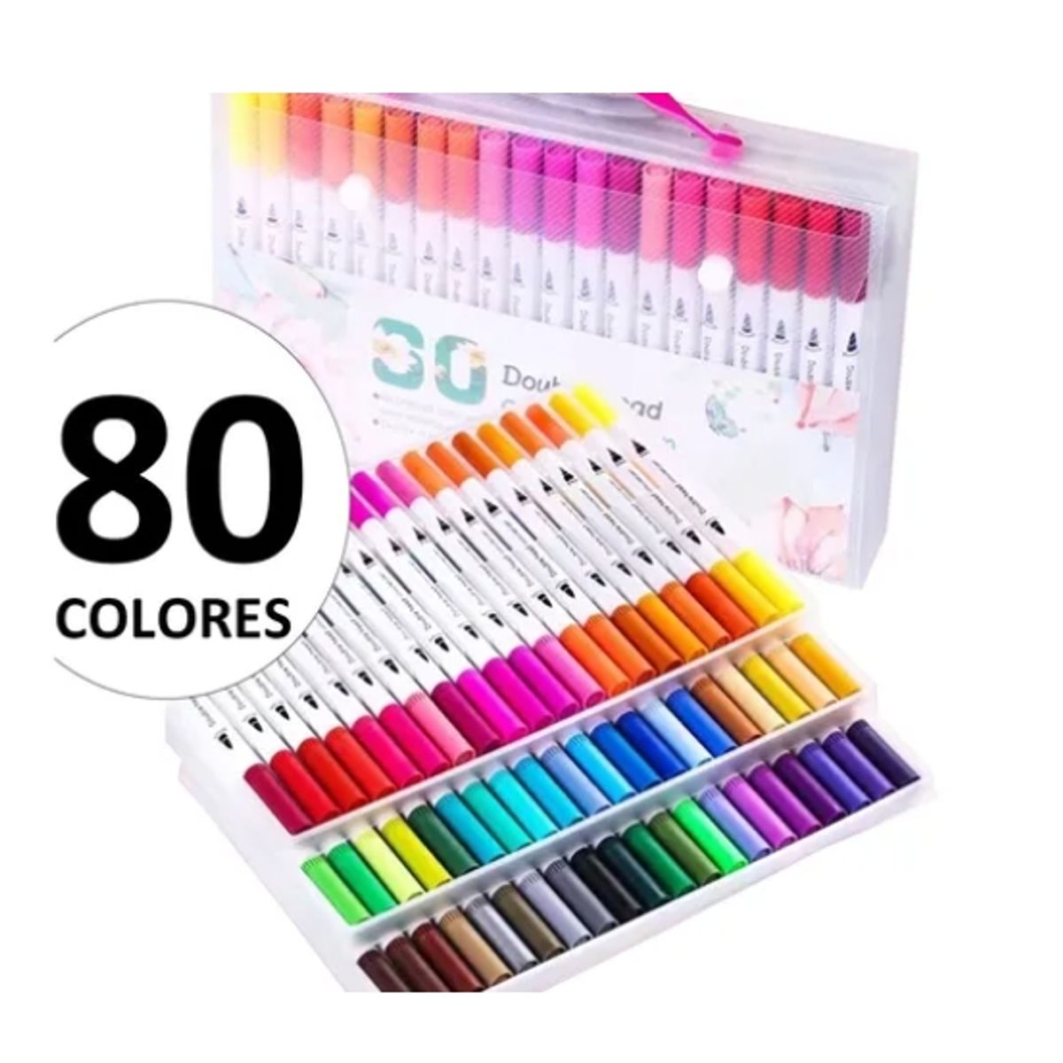 ESHOPANGIE - 80 Marcadores De Doble Punta Tipo Pincel Colores