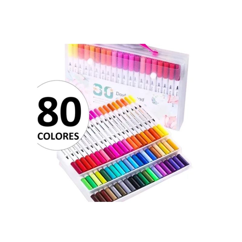 ESHOPANGIE - 80 Marcadores De Doble Punta Tipo Pincel Colores