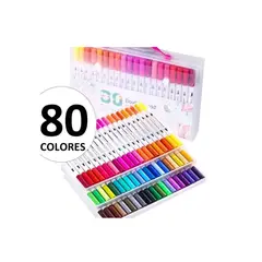 ESHOPANGIE - 80 Marcadores De Doble Punta Tipo Pincel Colores