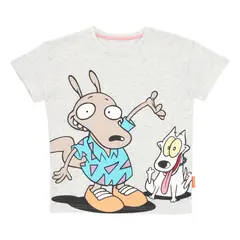 NICKELODEON - Polera Manga Corta Rockos Gris Melange