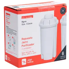 VIGAHOME - Filtro Jarra Purificadora Carbón 2 Unidades - AGUA SIN CLORO