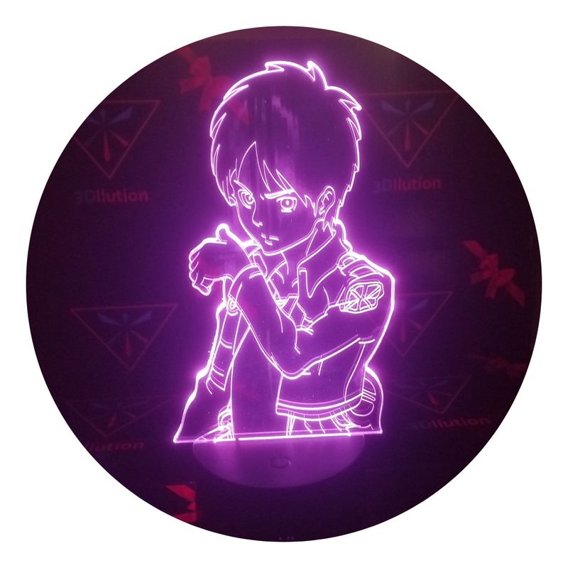 3DILUTION - Lámpara Ilusión 3d Eren Jaeger Attack On Titan Base Negra