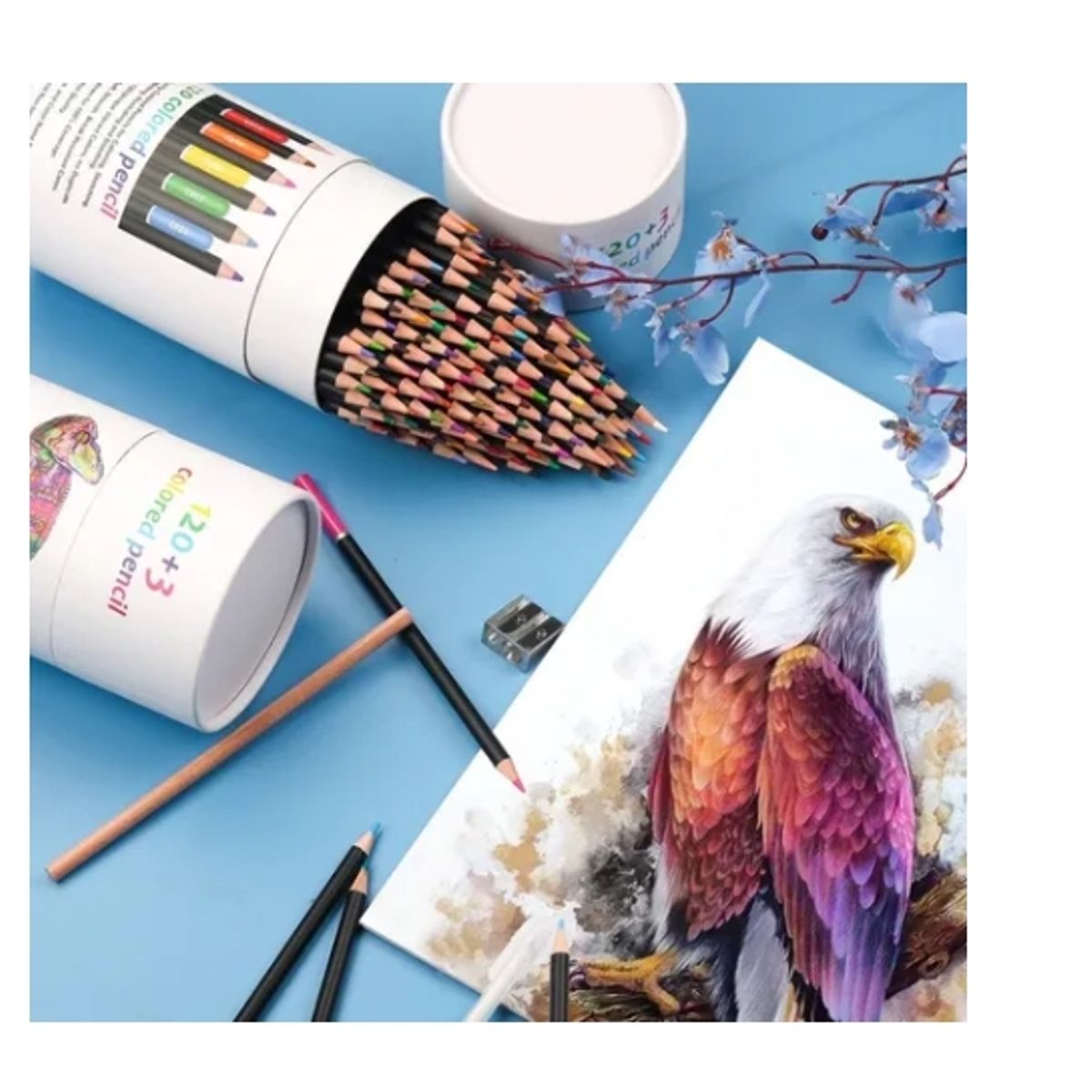 ESHOPANGIE - Set 120 Lapices Colores Profesional Dibujo Caja Cilindrica