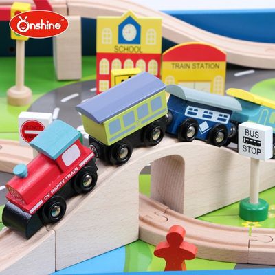 Imagen 2 del producto MESA EDUCATIVA AZUL CON PISTA DE TRENES DE MADERA