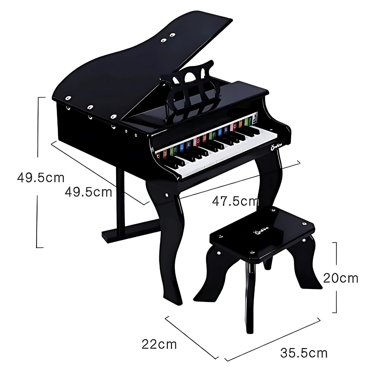 ONSHINE - MINI PIANO DE COLA PARA NIÑOS NEGRO