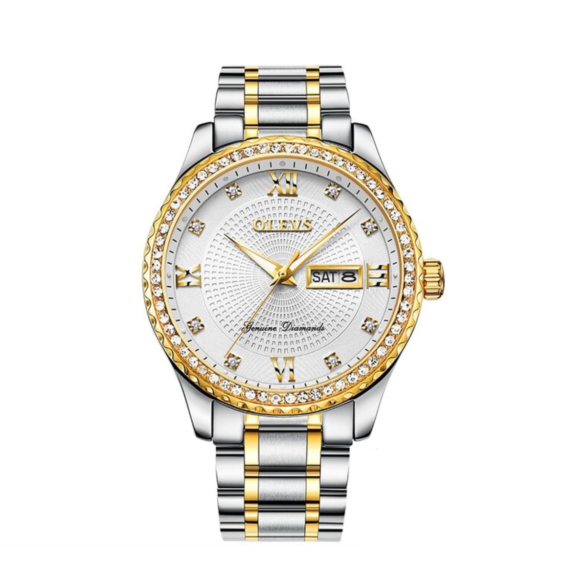 GENERICO - Reloj De Lujo Hombre Olevs Cuarzo Correa Acero Mod Stones