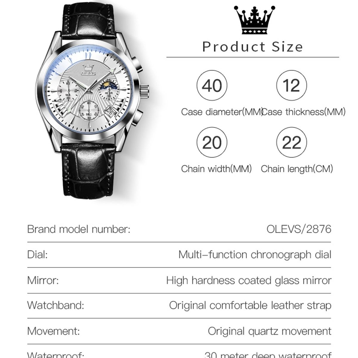 GENERICO - Reloj De Lujo Hombre Olevs Cuarzo Correa Cuero Mod Reflex