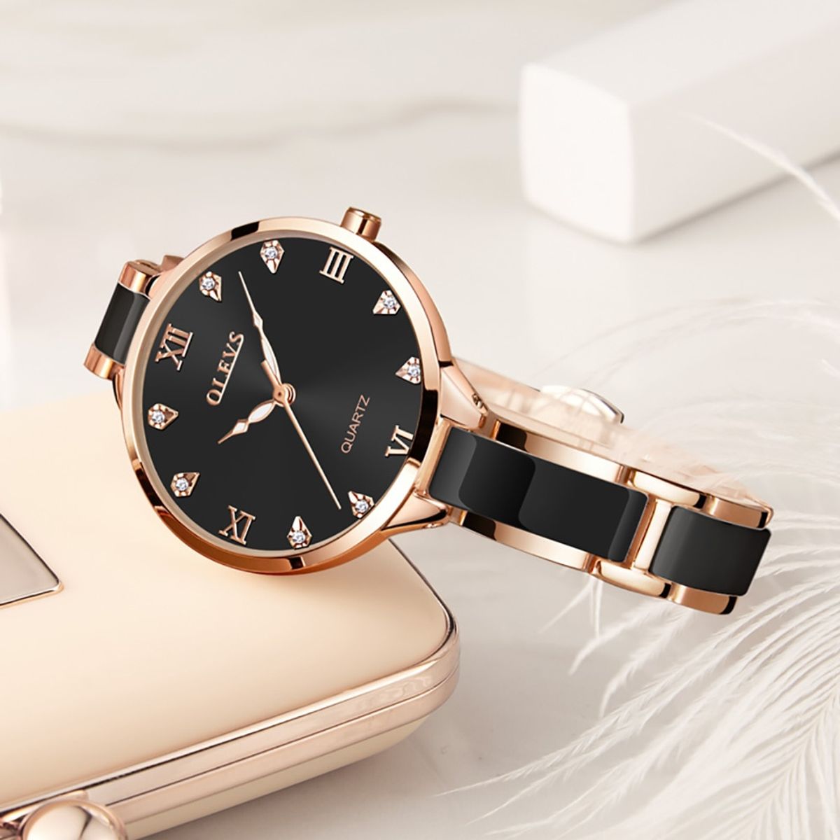 GENERICO - Reloj De Lujo Mujer Olevs Cuarzo Correa De Cerámica Mod Moon