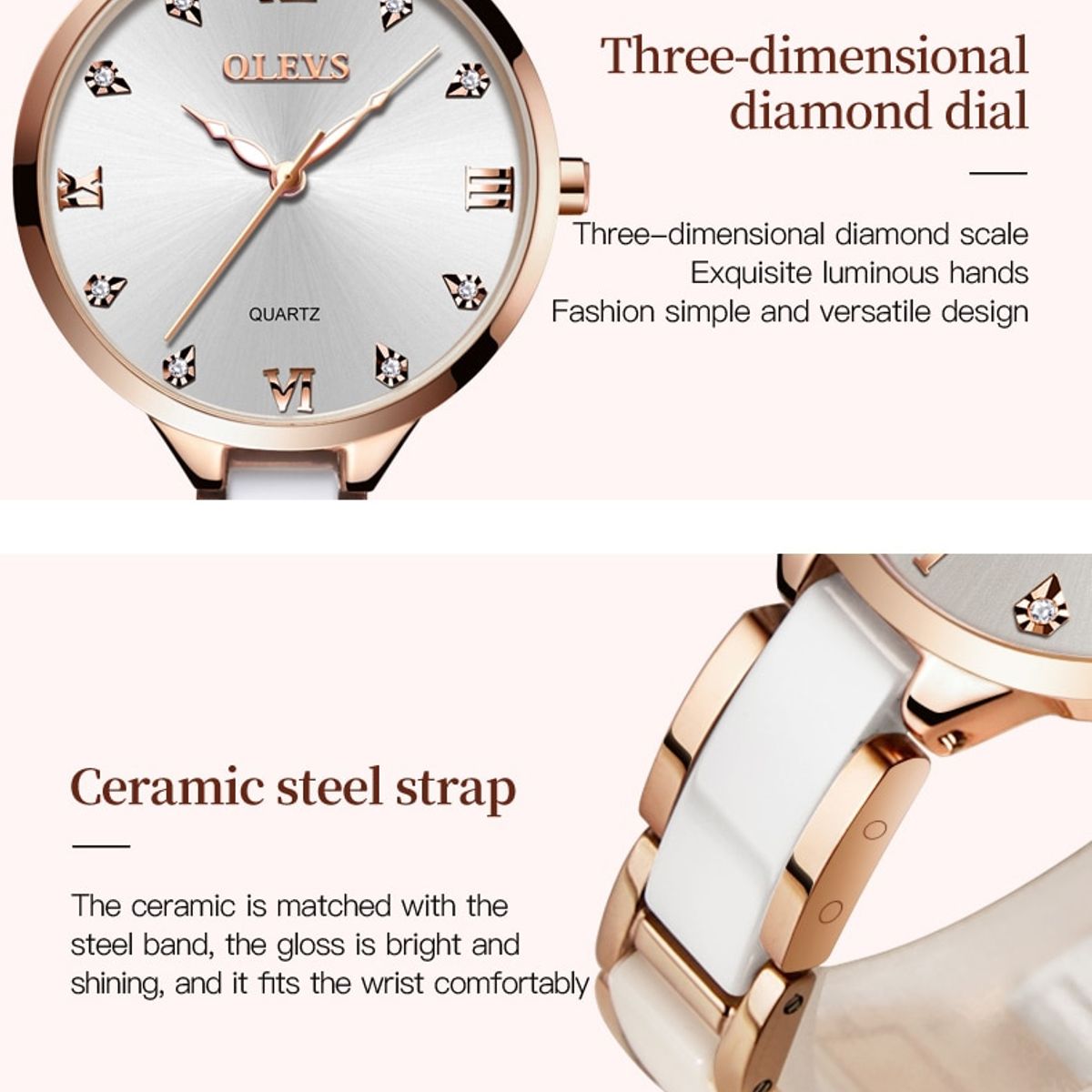 GENERICO - Reloj De Lujo Mujer Olevs Cuarzo Correa De Cerámica Mod Moon