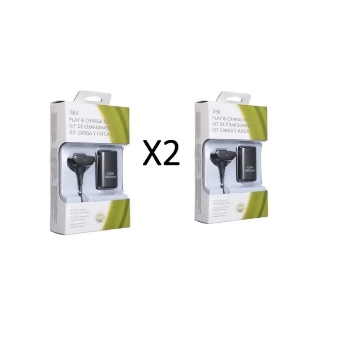 GENERICO - Pack X2 Batería Recargable Xbox 360 Kit + Cable Cargador