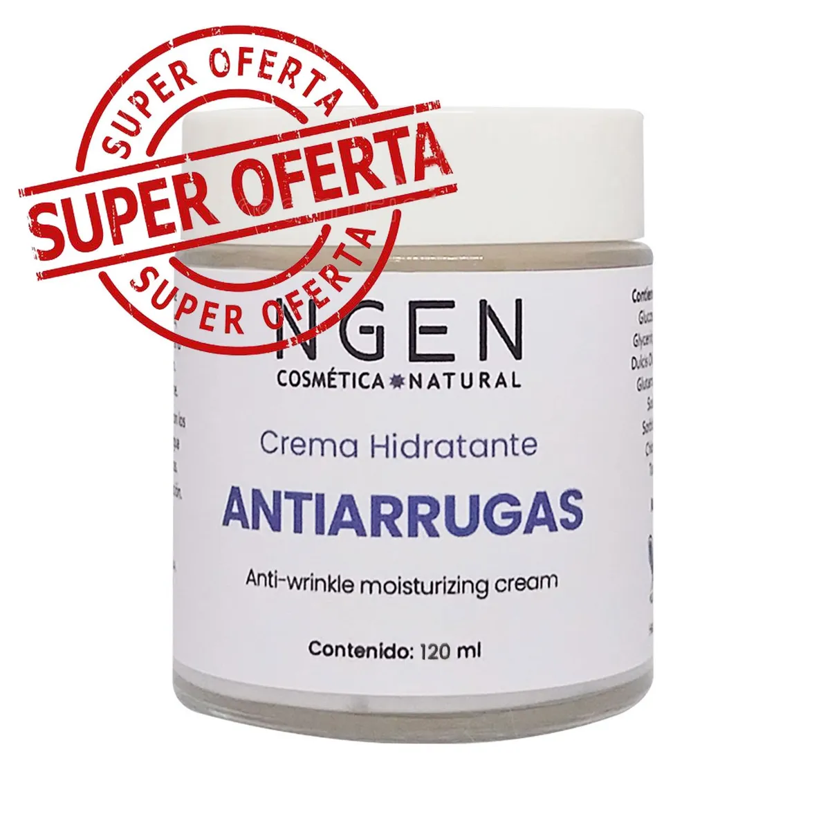 COSMETICA NATURAL NGEN - Crema Antiarrugas con Ácido Hialurónico 120 ml