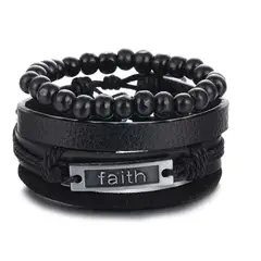 GENERICO - Pulsera De Cuero Ajustable Unisex Modelo Faith