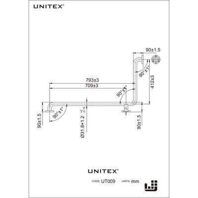 Imagen 2 del producto Barra de apoyo a dos paredes de 3 puntos UT.009