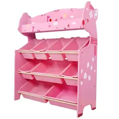 ONSHINE - ORGANIZADOR DE JUGUETES ROSADO 9 CAJAS CON REVISTERO