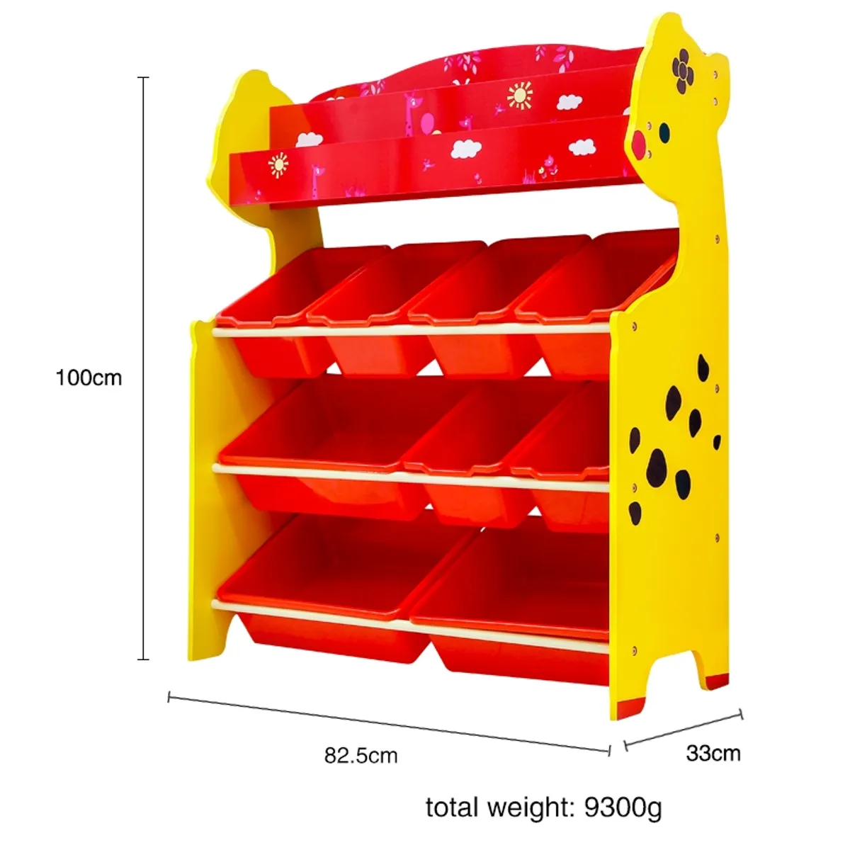 ONSHINE - ORGANIZADOR DE JUGUETES ROJO 9 CAJAS CON REVISTERO ONSHINE