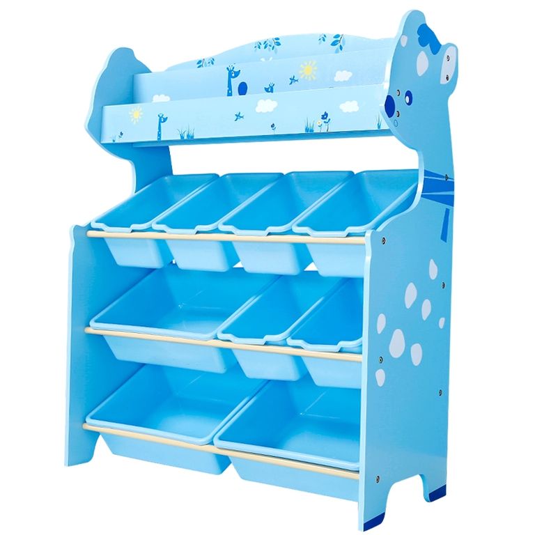 ORGANIZADOR DE JUGUETES CELESTE 9 CAJAS CON REVISTERO