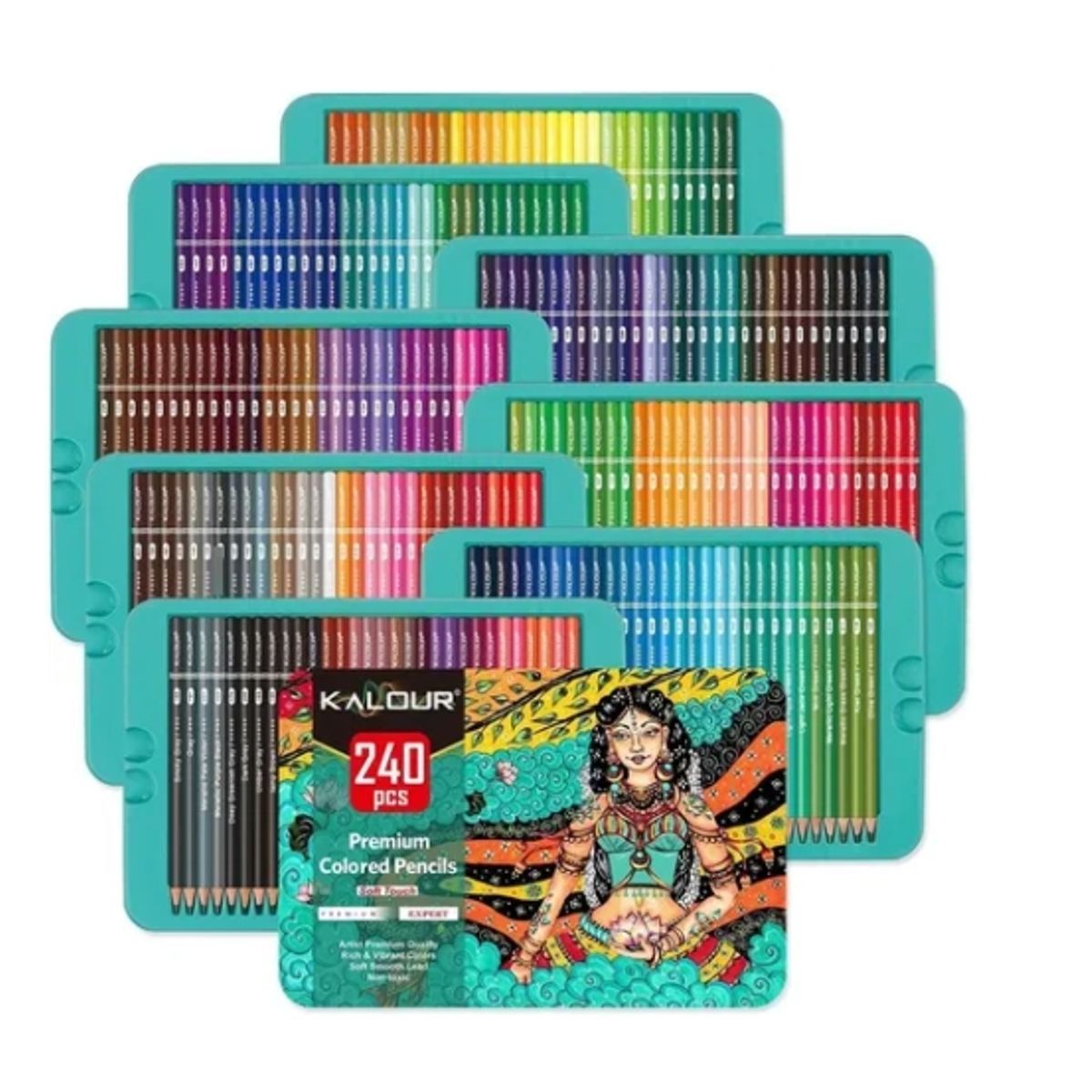 ESHOPANGIE - Set 240 Lapices Color Arte Profesional Dibujo Caja Metálica