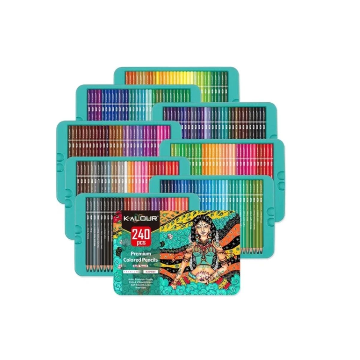 ESHOPANGIE - Set 240 Lapices Color Arte Profesional Dibujo Caja Metálica