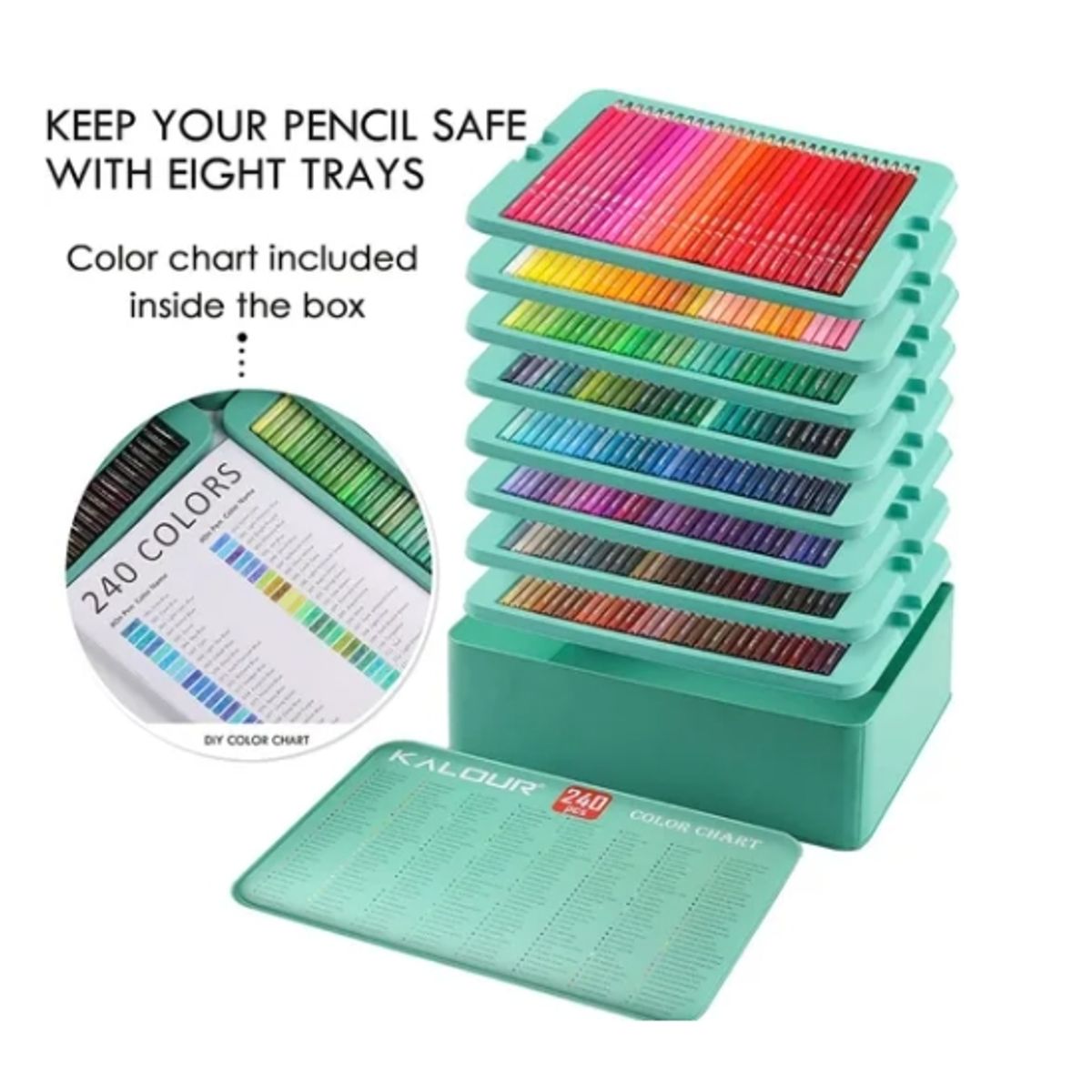 ESHOPANGIE - Set 240 Lapices Color Arte Profesional Dibujo Caja Metálica