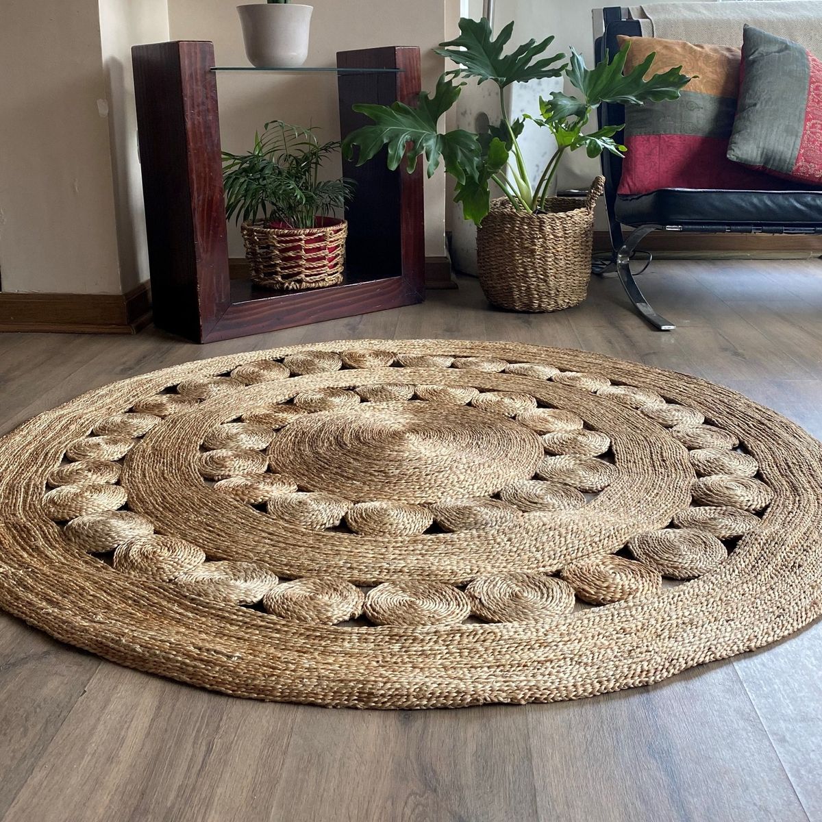 DECOGREEN - ALFOMBRA YUTE REDONDA 122CM DELHI