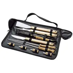 MONNO - Set de 10 herramientas para asados con bolso tela