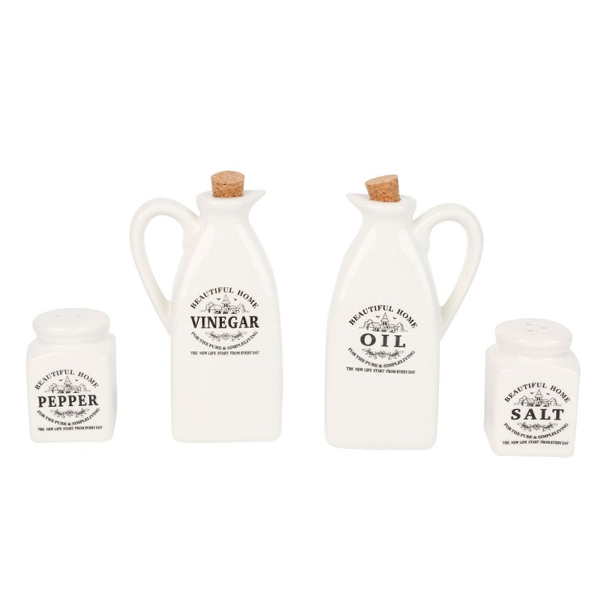 HOMEWELL - ALCUZA CERAMICA BLANCA DISEÑO 4 PIEZAS HOMEWELL