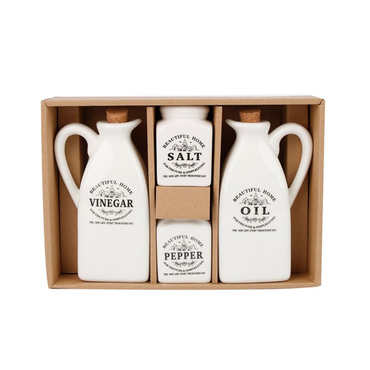 HOMEWELL - ALCUZA CERAMICA BLANCA DISEÑO 4 PIEZAS HOMEWELL