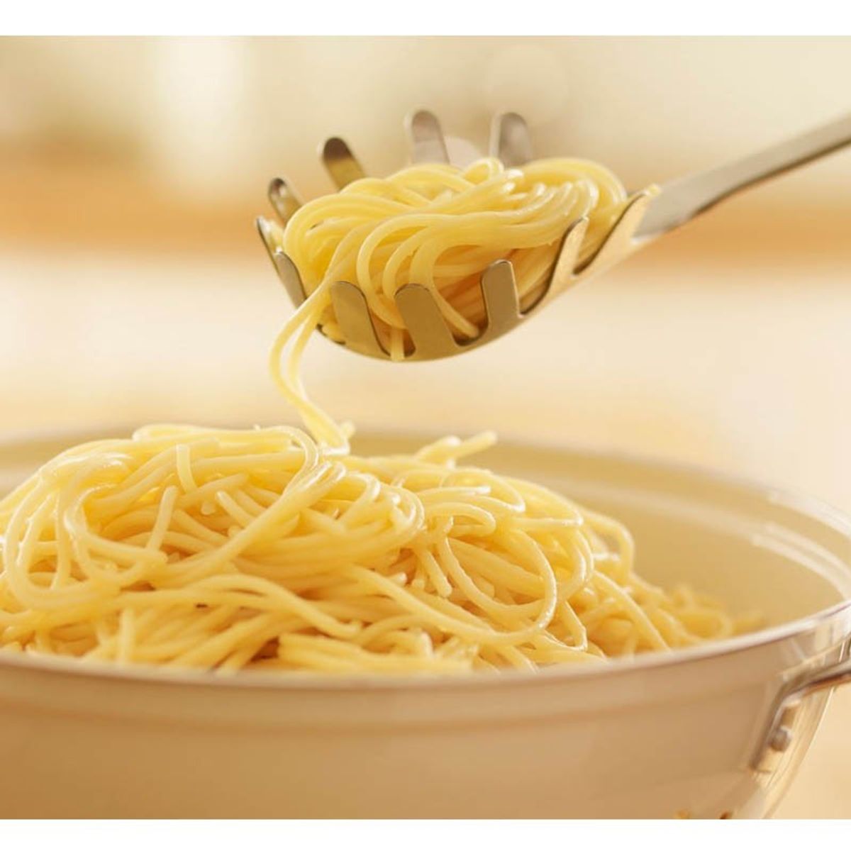 IMAHE - CUCHARA PASTA ACERO INOX 43CM MANGO BLANCO IMAHE