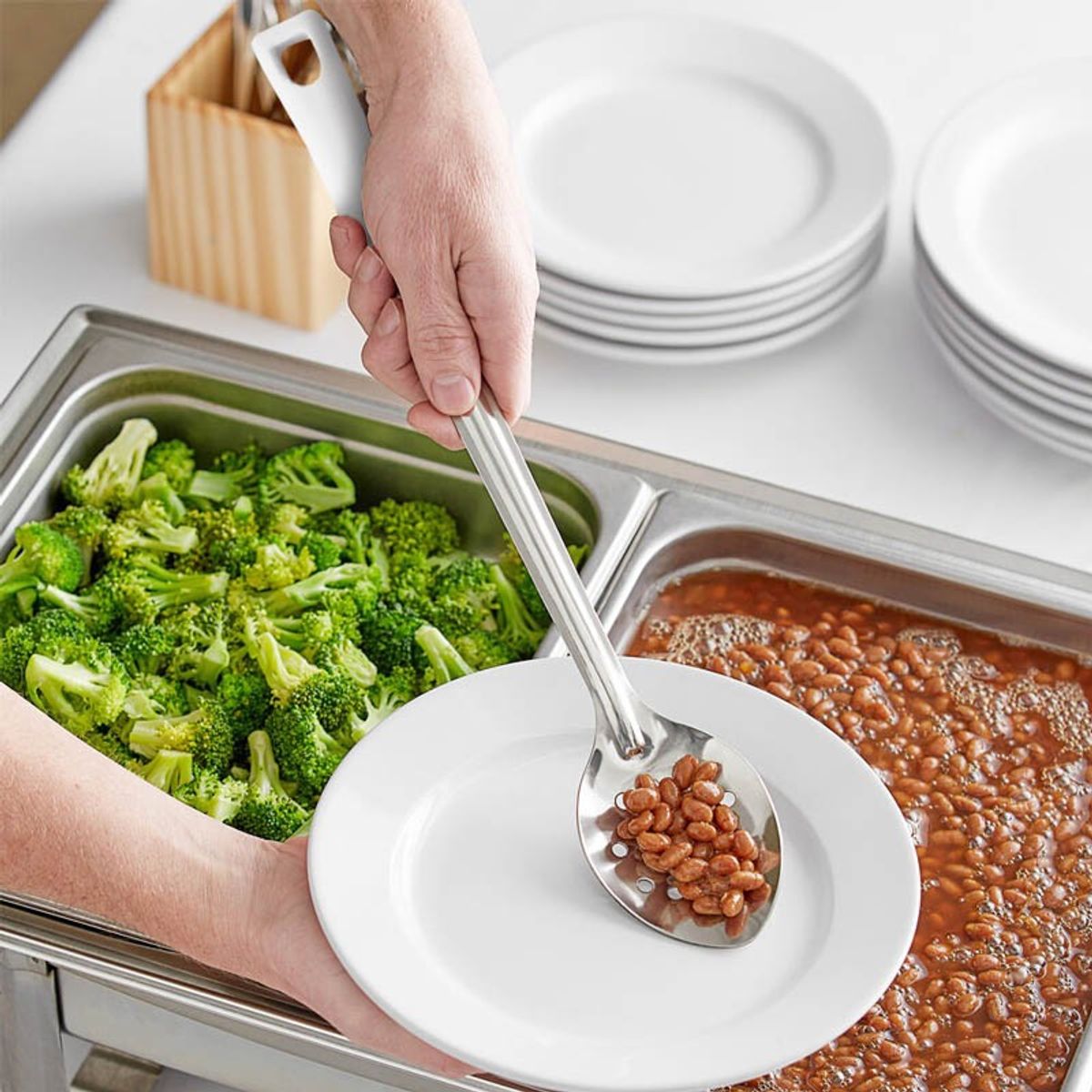 DI SOLLE - CUCHARA PERFORADA ACERO INOX  23 CM MANGO BLANCO DURAFIO