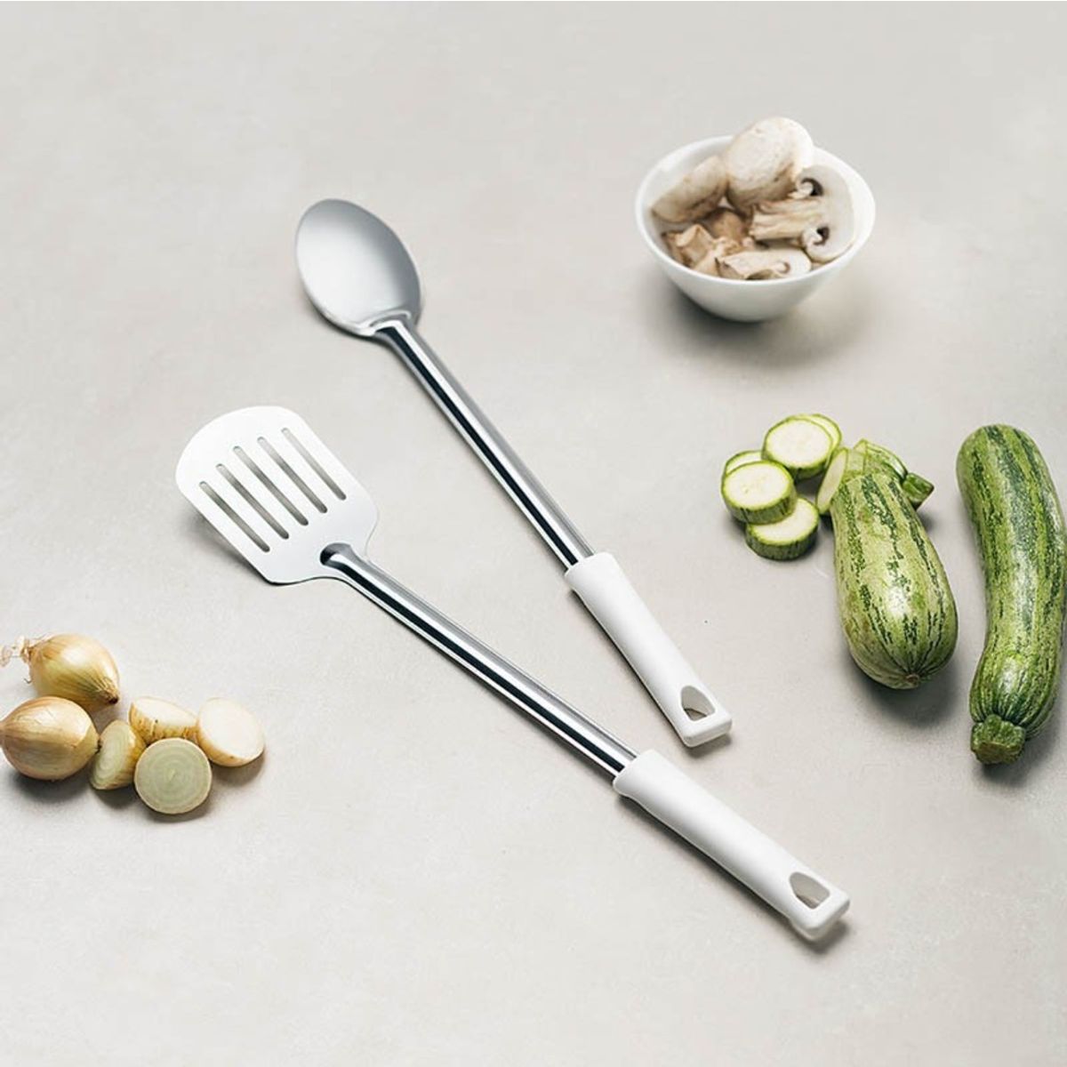 IMAHE - ESPATULA ACERO INOX 31CM MANGO BLANCO IMAHE