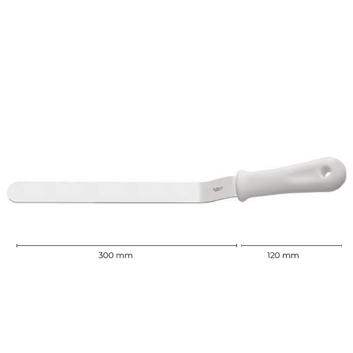 IMAHE - ESPATULA CURVA 30 cm MANGO BLANCO IMAHE