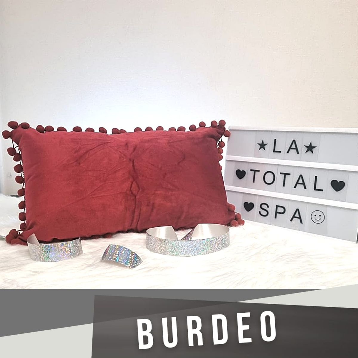 GENERICO - Funda de Cojines 30X50 Con Pompon BURDEO