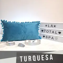 GENERICO - Funda de Cojines 30X50 Con Pompon TURQUESA