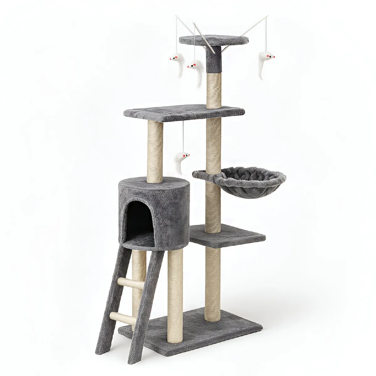 PETWOOW - Rascador para gatos con hamaca 135x55x36 cm