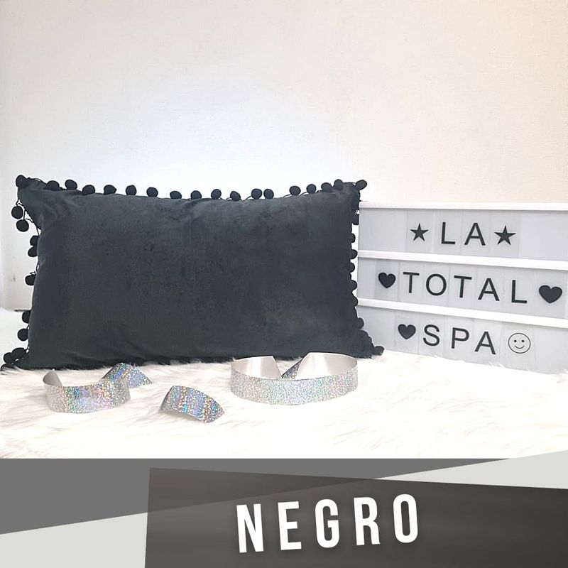 GENERICO - Funda de Cojines 30X50 Con Pompon NEGRO
