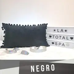 GENERICO - Funda de Cojines 30X50 Con Pompon NEGRO