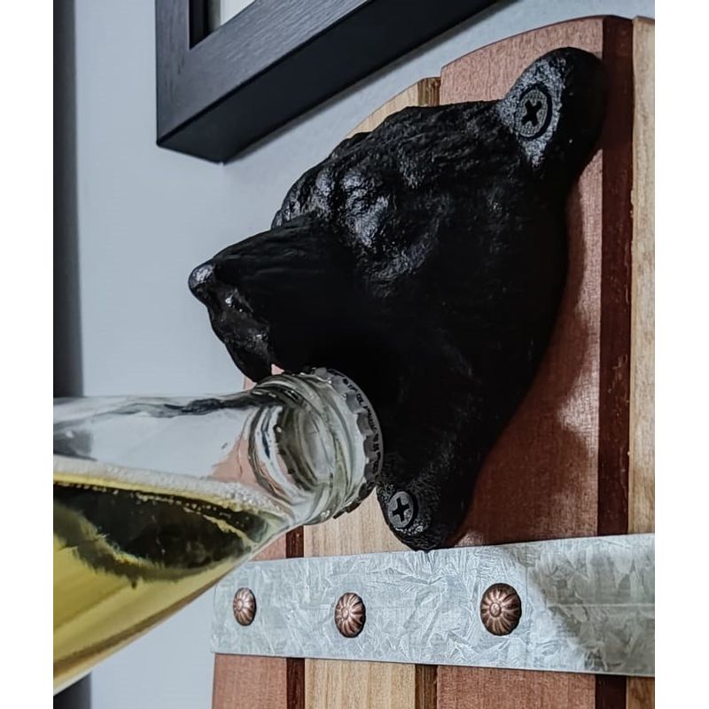 WW DESIGN - Destapador Cerveza Pared Cabeza De Oso Hierro F 304 Gms