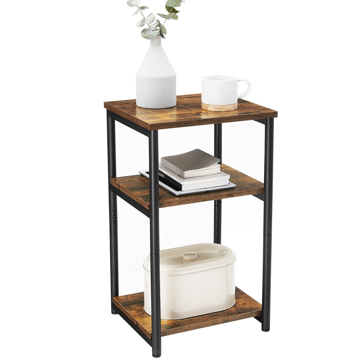 VASAGLE - Mesa Lateral 3 Niveles estilo Industrial regulable