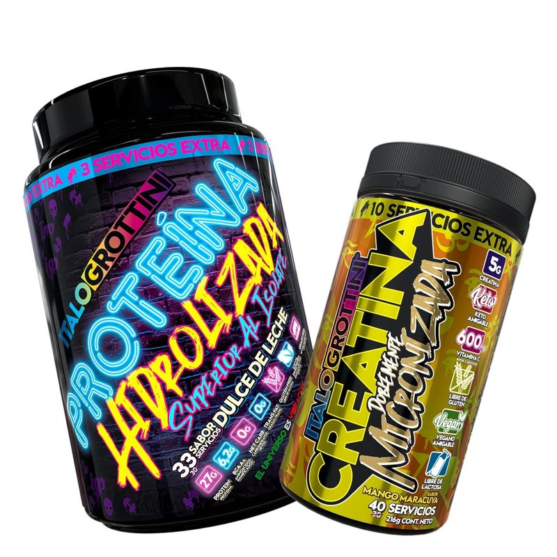 ITALO GROTTINI - PROTEINA HIDROLIZADA PIE DE LIMÓN 2,3 LB + CREATINA 40 SV MANGO