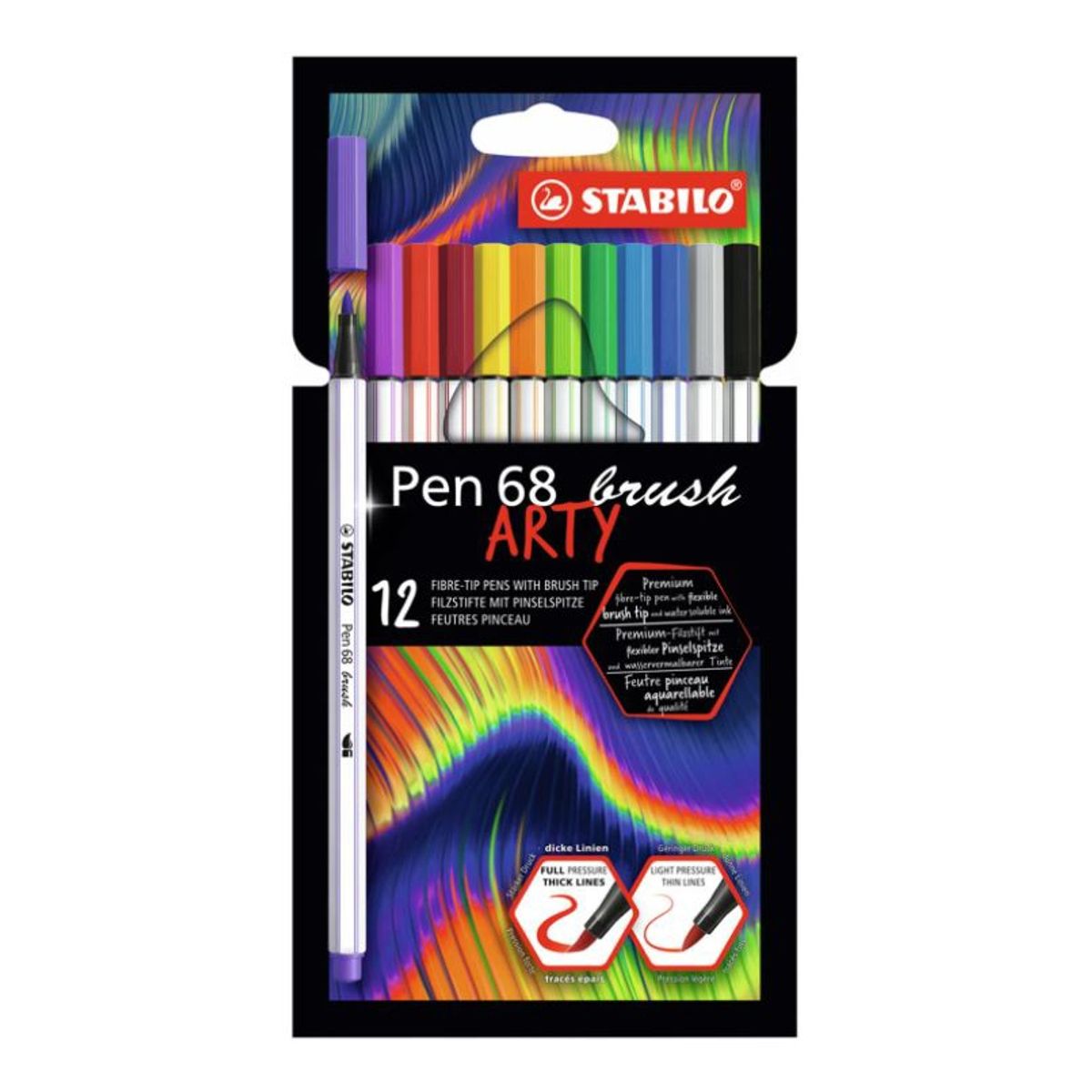STABILO - Set 12 marcadores punta pincel pen 68 brush Arty