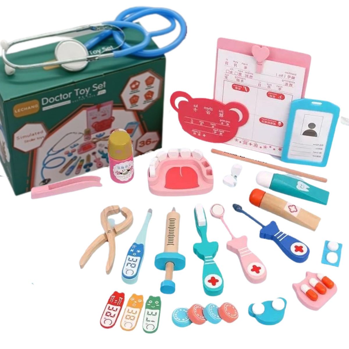 GENERICO - Juguete maletín Doctor Y Dentista de Madera