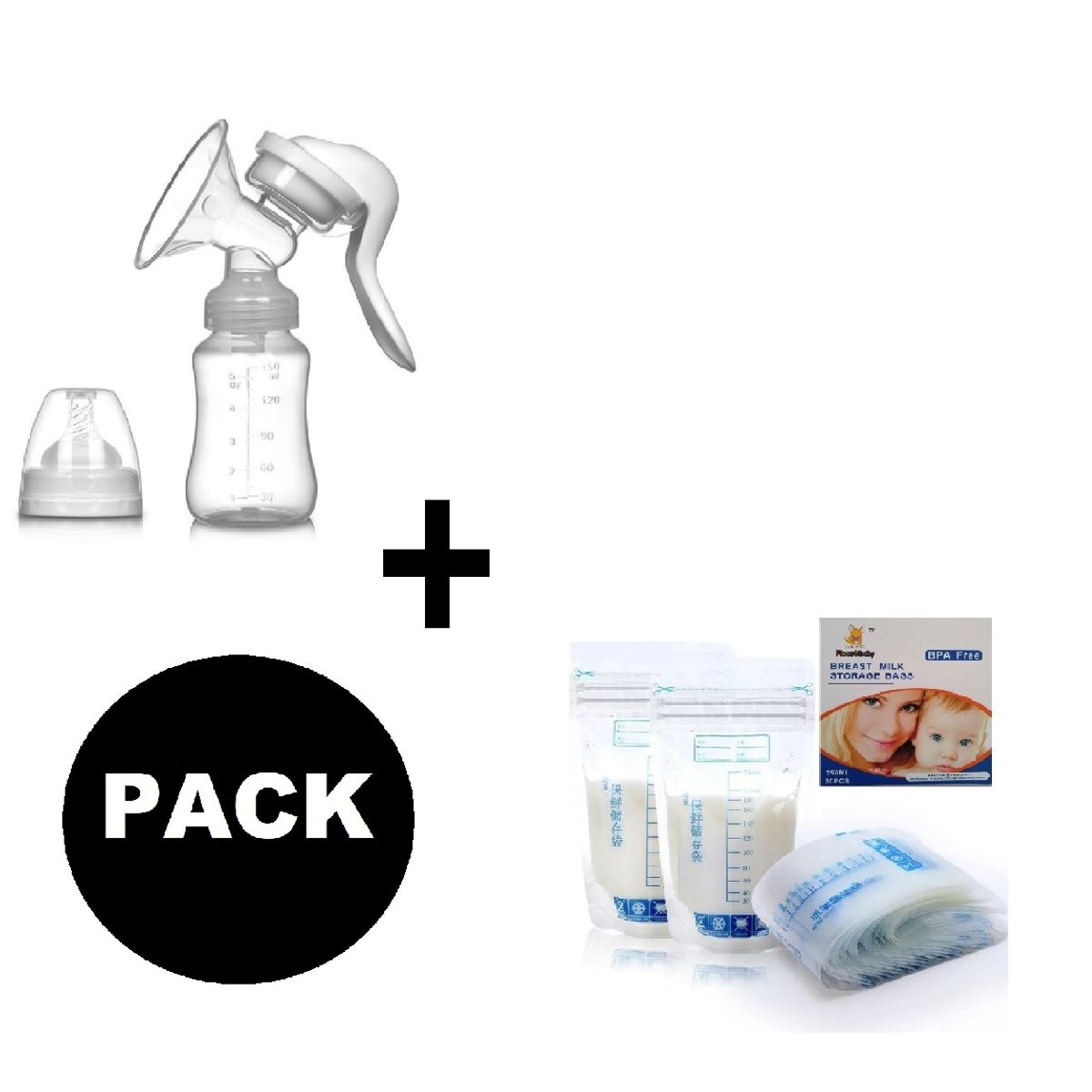 GENERICO - Extractor De Leche Manual con 30 Bolsas De Leche