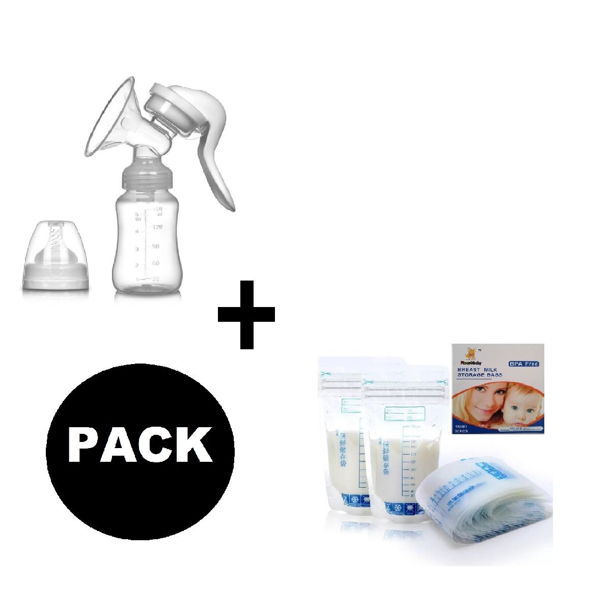 GENERICO - Extractor De Leche Manual con 30 Bolsas De Leche