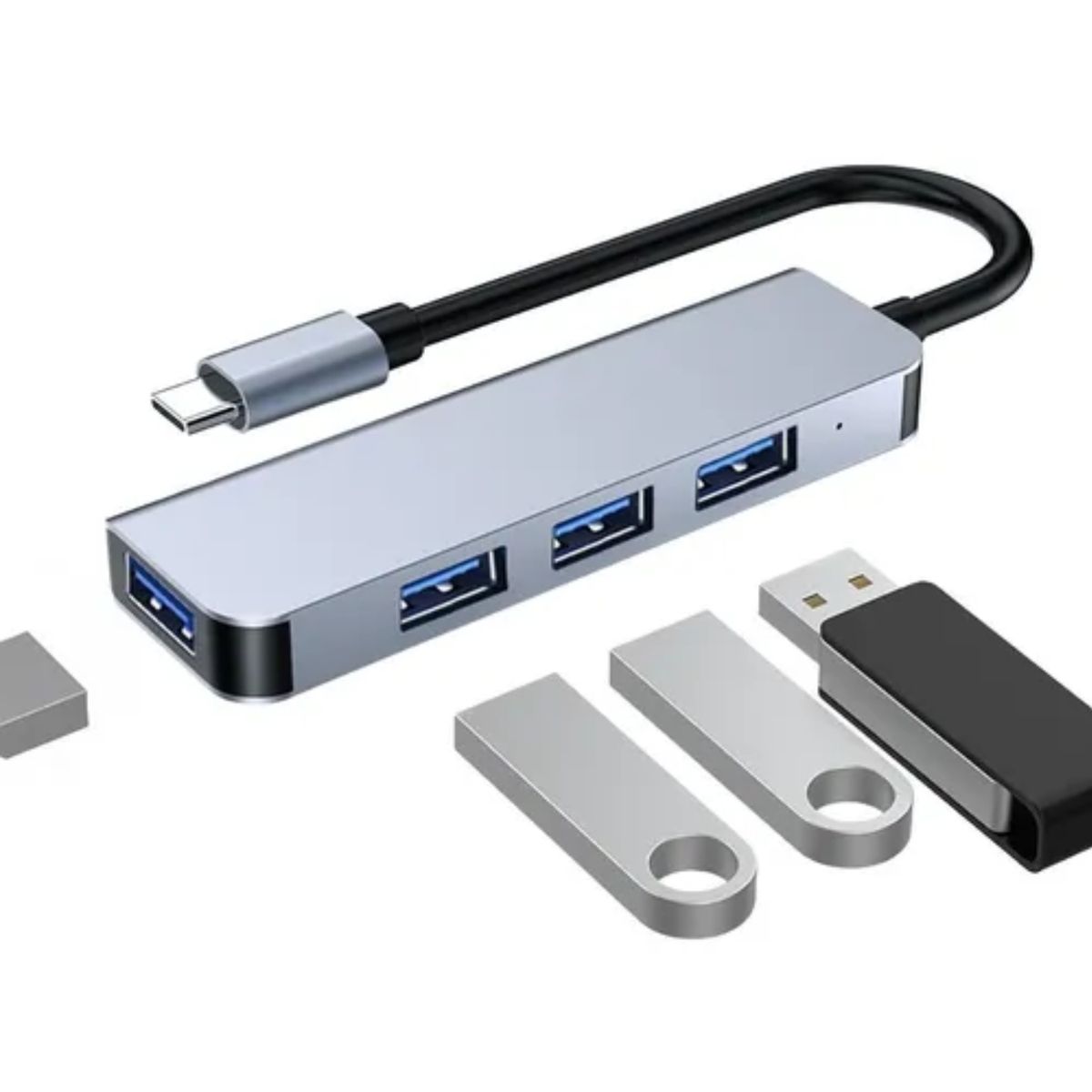 CRUSEC - Expansión Adaptador Cable Tipo C Cargador USB 4 Puertos