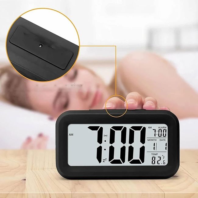 AIZO - Reloj Despertador Pantalla Led Fecha Temperatura Alarma negro