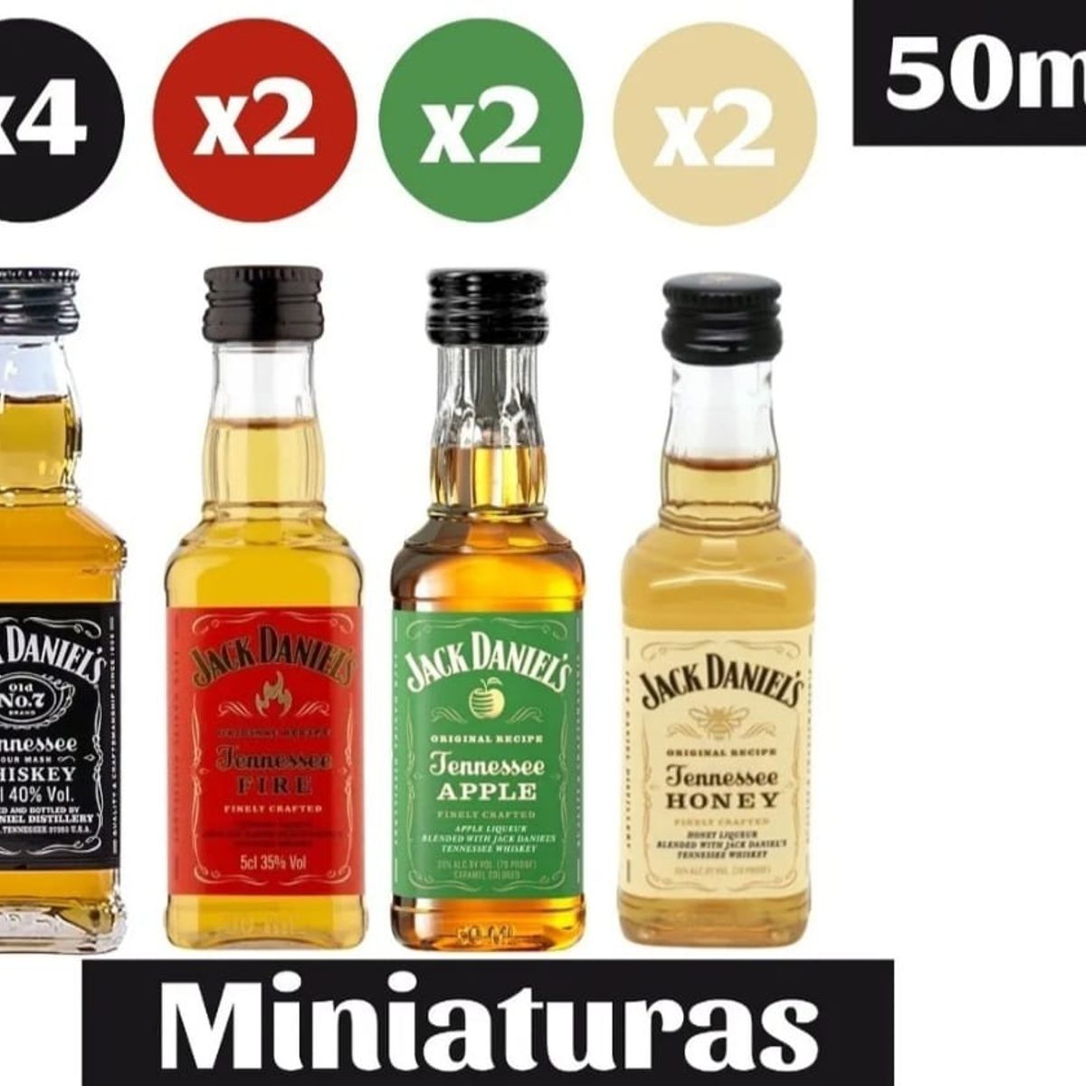 JACK DANIELS - Pack Miniaturas Jack Daniels Sabores 50 ml