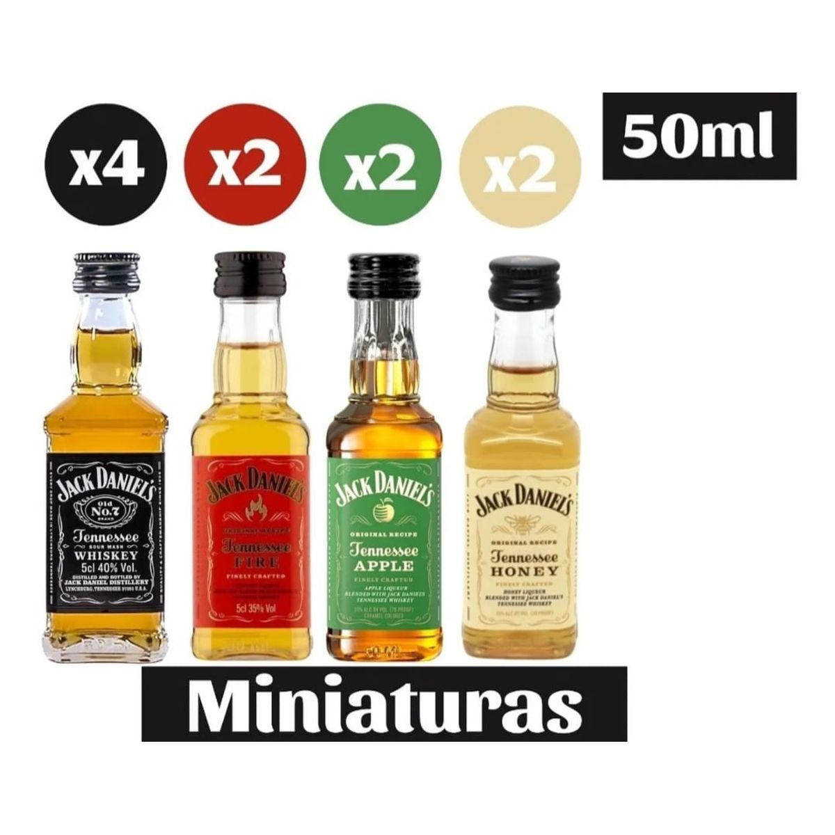 JACK DANIELS - Pack Miniaturas Jack Daniels Sabores 50 ml