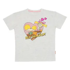 NICKELODEON - POLERA MANGA CORTA HEY ARNOLD GRIS MELANGE