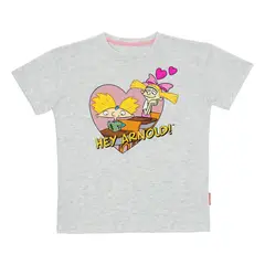 NICKELODEON - POLERA MANGA CORTA HEY ARNOLD GRIS MELANGE