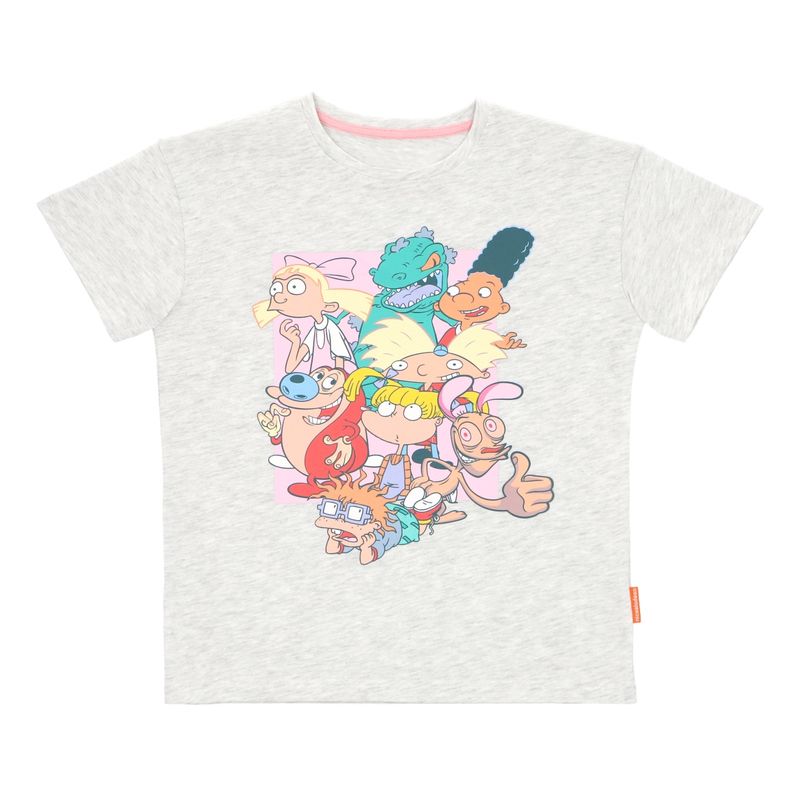 NICKELODEON - POLERA MANGA CORTA NICK 90 GRIS MELANGE